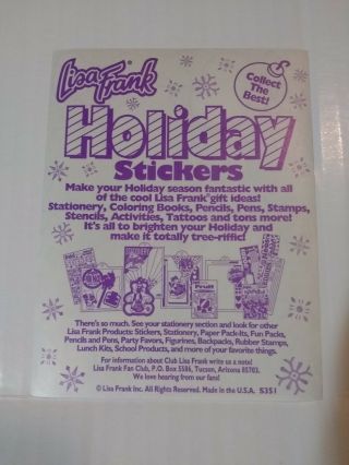 Vintage Lisa Frank Sticker Sheet S341 Holiday Christmas Winter Santa Raindeer 2