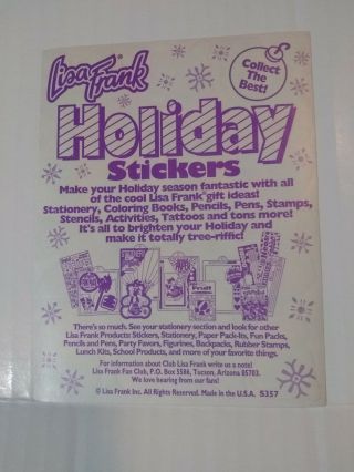 Vintage Lisa Frank Sticker Sheet S357 Holiday Christmas Winter Kittens Snowman 2