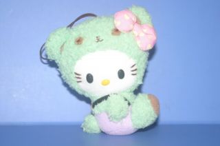 SANRIO Hello Kitty Cat Green Bear Mascot Plush Doll JPN 10cm 4 