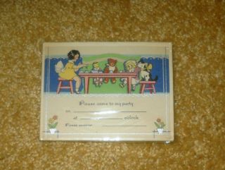 Vintage Childrens Party Invites And Envelopes In Cello - Cute Graphics