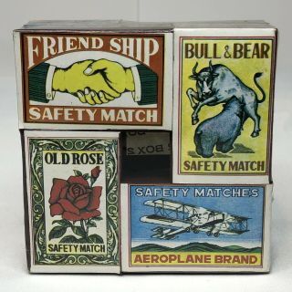 Matchbook Set Of 8 Boxes Vintage Matches Cost Plus Aeroplane Train Cherub