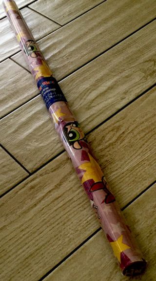 Vintage Powerpuff Girls Cartoon Network Gift Wrap Paper Roll Nip 12.  5 Sq Ft