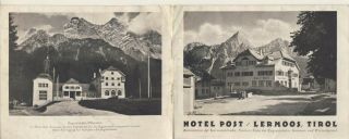 Vintage Travel Brochure - Hotel Post Lermoos Tirol - Austria - 1930 