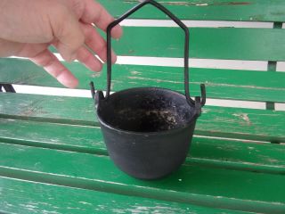 Antique Small Cosper Cast Iron Smelting Pot Kettle Mining Blacksmithing Vintage
