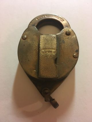 Antique Vintage Yale Towne Mfg Co Railroad Padlock,  Brass Plated,  No Key