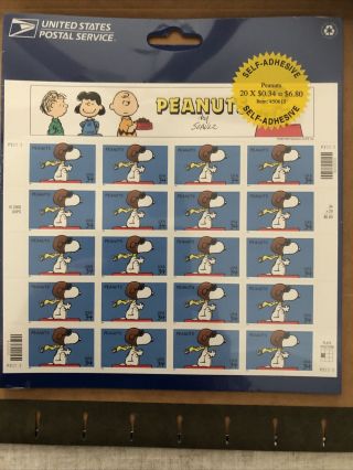 Us A Postage Sheet 20 Snoopy Peanuts Charles Schulz Cartoon Wwi Flying Ace Pilot