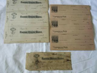 1920s Perforated Bank Checks Stock,  Rayne,  La Banks,  Louis Privat Lumber
