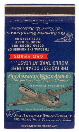 Pan Am Pan American World Airways Boeing Clipper Vintage Advertising Matchbook