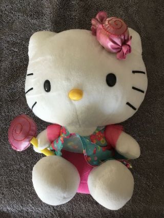 10 " Hello Kitty Candy Plush Doll With Lollipop And A Candy Dress And Bow