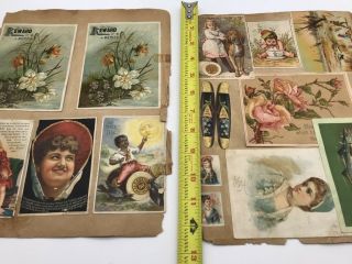 Victorian Scrapbook Pages Die Cut Trade Card Fish Girl Dog Black Americana Child