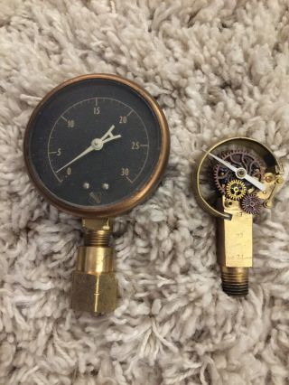 Vintage Steampunk Ashcroft Pressure Gauges,  Brass Gauges,  Great Steampunk Parts