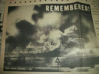 Ww2 Newspaper Pearl Harbor Remembered,  Japs Surrendered Uncirculated Dayton Daly