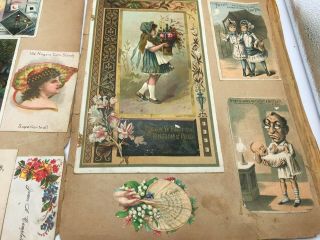4 Antique Victorian Scrapbook Pages Die Cut Trade Card Black Americana Girl Dog 2