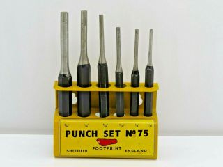 Handsome Old Punch Set Footprint Brand Sheffield England No.  75 W/wall Mount Nr