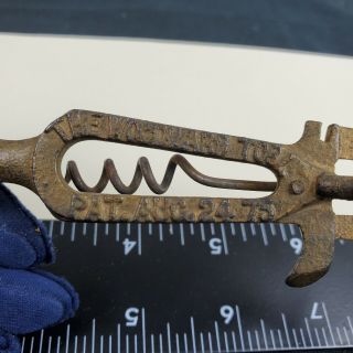 Antique Old THE WOODWARD TOOL Pat Aug 24,  75 Corkscrew MultiTool Metal 3