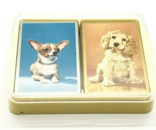 Vintage Congress Cel - U - Tone Double Decks Playing Cards Chihuahua Spaniel Dogs