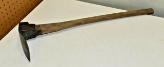 L212 - Antique Adze I.  Blood Ballston Ny Wood Lumber Logging Tool Axe