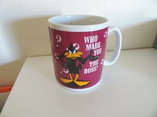 Large Daffy Duck Coffee Mug Cup Who Made You Boss?
