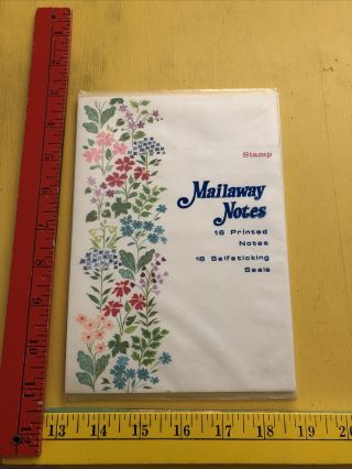Vintage Mailaway Notes Fold A Notes Folder 14 Printed Flower Notes W/gold Seals