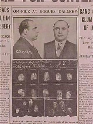 Vintage Newspaper Headline Gangster Scarface Al Capone In Jail For Contempt 1931