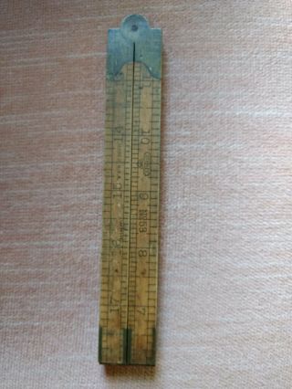 Vintage Stanley No.  53 Boxwood Brass Folding Architect Scale 4 Fold Ruler 24 "