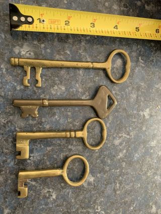 Vtg Skeleton Keys Brass Bronze 4 Antique Door Key House Old Authentic