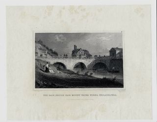 The Race Bridge Fair Mount Water Philadelphia 1831 Engraving Print