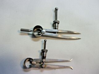 Two Vintage L.  S.  Starrett 3 " Dividers,  Calipers Machinist Tools