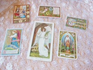 6 Victorian Christmas/new Year Cards/angels/religious