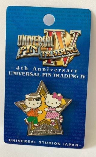Universal Studios Japan Usj 4th Anniversary Hello Kitty & Boy Pin Noc Rare Wow