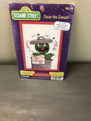 Vintage 1997 Janlynn Sesame Street Oscar The Grouch Cross Stitch Kit 68 - 14