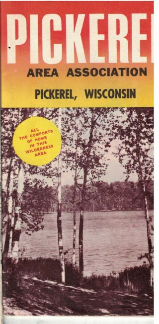Vintage 1980s Travel Brochure & Map Of Pickerel,  Wi