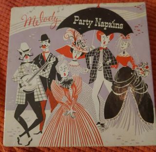 Vintage Box Of Melody Paper Party Napkins