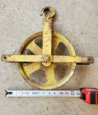 Vintage Large Heavy Duty Cast Iron Metal Pulley Steampunk Industrial Wheel Well