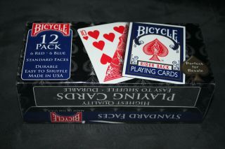 Bicycle Playing Cards Poker 12 Pack - 6 Blue & 6 Red Decks Standard Face