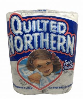 Vintage Quilted Northern Soft Prints Toilet Bathroom Paper Tissue Gray Nos Prop