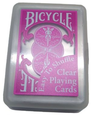 Vintage Bicycle Clear Plastic Playing Cards In Plastic Box 52,  Jokers Pink