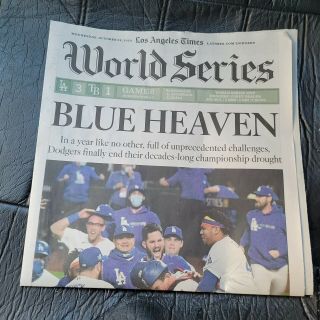 2020 La Times Newspaper Edition Of Los Angeles Dodgers World Series Championship