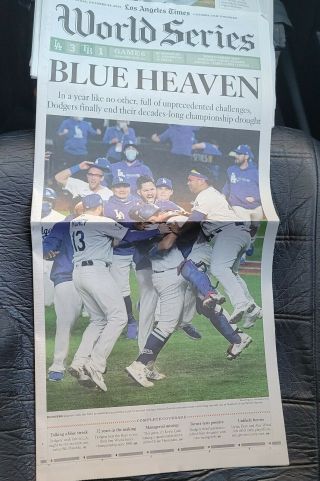 2020 LA Times Newspaper edition of Los Angeles Dodgers World Series Championship 3