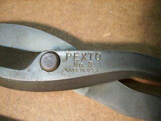 Vintage Pexto No.  3 Sheet Metal Shears Snips Scissors Metalworking USA Made 2