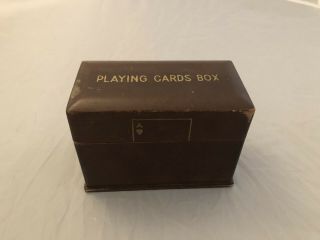 Vintage Wooden Deck Playing Card Holder Case Storage Box Made In Japan