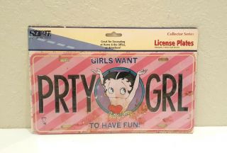 Betty Boop Metal Novelty License Plate Prty Girl Pretty Girl Want To Have Fun