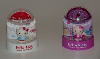 Cute Two Hello Kitty Mini Snow Globes White & Purple Sanrio Licensed