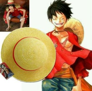 One Piece Monkey D Luffy Anime Cosplay Straw Boater Beach Hat Cap For Halloween