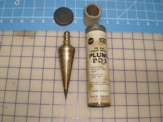 Vintage,  Craftsman,  16oz. ,  Solid Brass,  Plumb Bob,  In Container