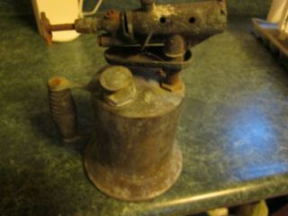 Antique Blow Torch Vintage Brass With Wood Wooden Handle Gas ? Old Kerosene ?