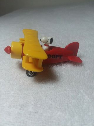 Vintage Peanuts Snoopy Mini Flying Ace Aviva Biplane Die Cast (no Box)