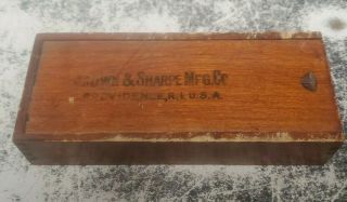 Old Vintage Brown & Sharpe Mfg & Co Wooden Box With Blue Nose 7/16 1/4 " Rex Aaa