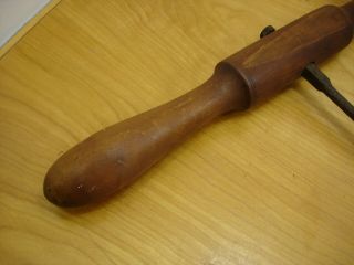 Primitive Antique T Handle Wood Auger Barn Beam Hand Drill 1 in Bore Tight Bit 3