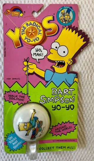 Vintage Spectra Star Yo - Yo Bart Simpson The Simpsons White Yoyo